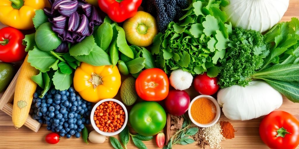 Fresh fruits and vegetables promoting natural digestion and gut health.