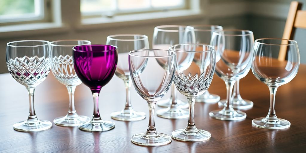 Six elegant 6 oz drinking glasses on a table.