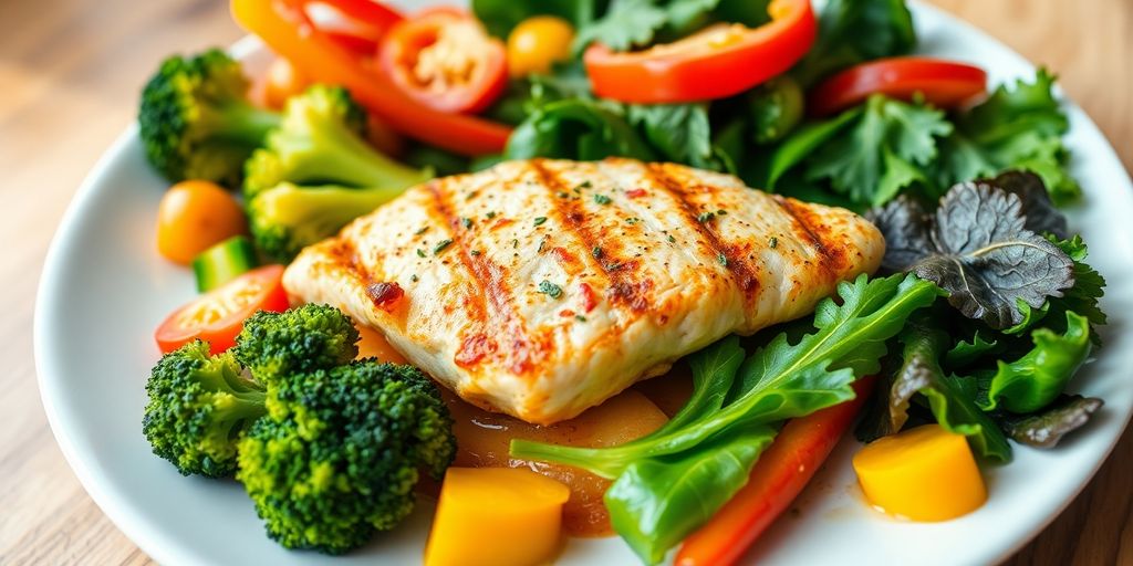 Nutritious meal with fresh vegetables and lean protein.