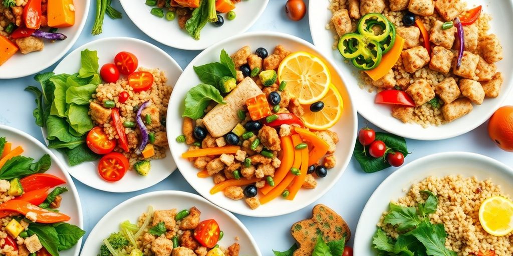 Heart healthy meals with fresh vegetables and lean protein.