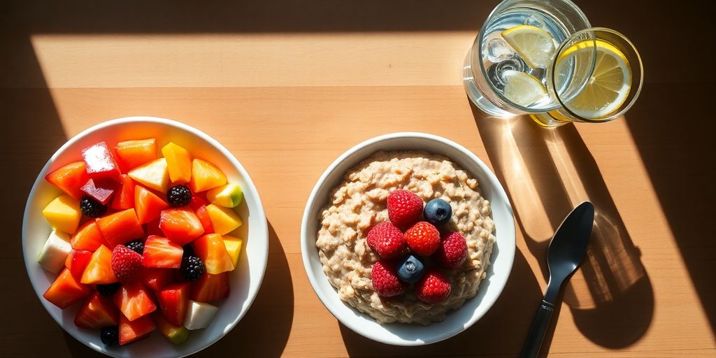 Healthy breakfast foods on a table