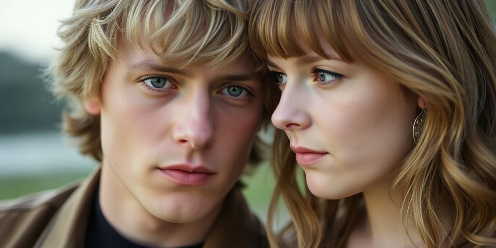 Johnny Flynn and Laura Marling looking at each other.