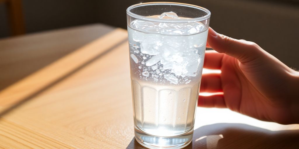 A person drinking a glass of water.
