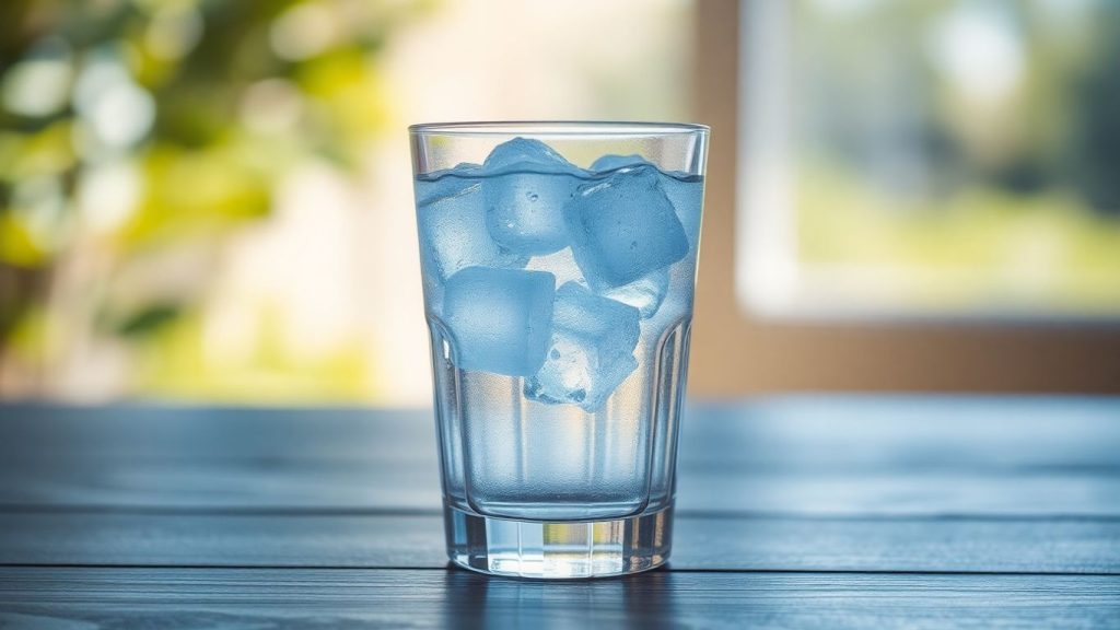 Glass of water with ice cubes